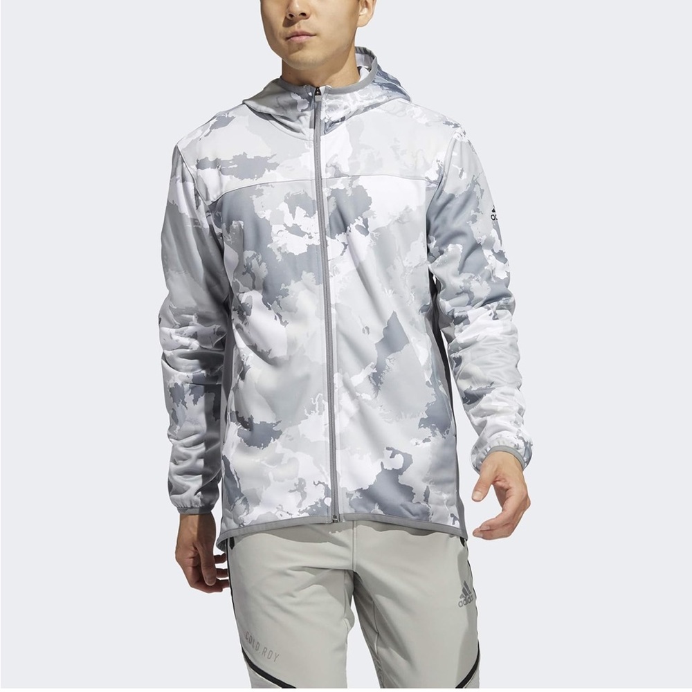 Adidas Continental Camo Hooded Jacket Lightweight Grey White Men’s Size Small
